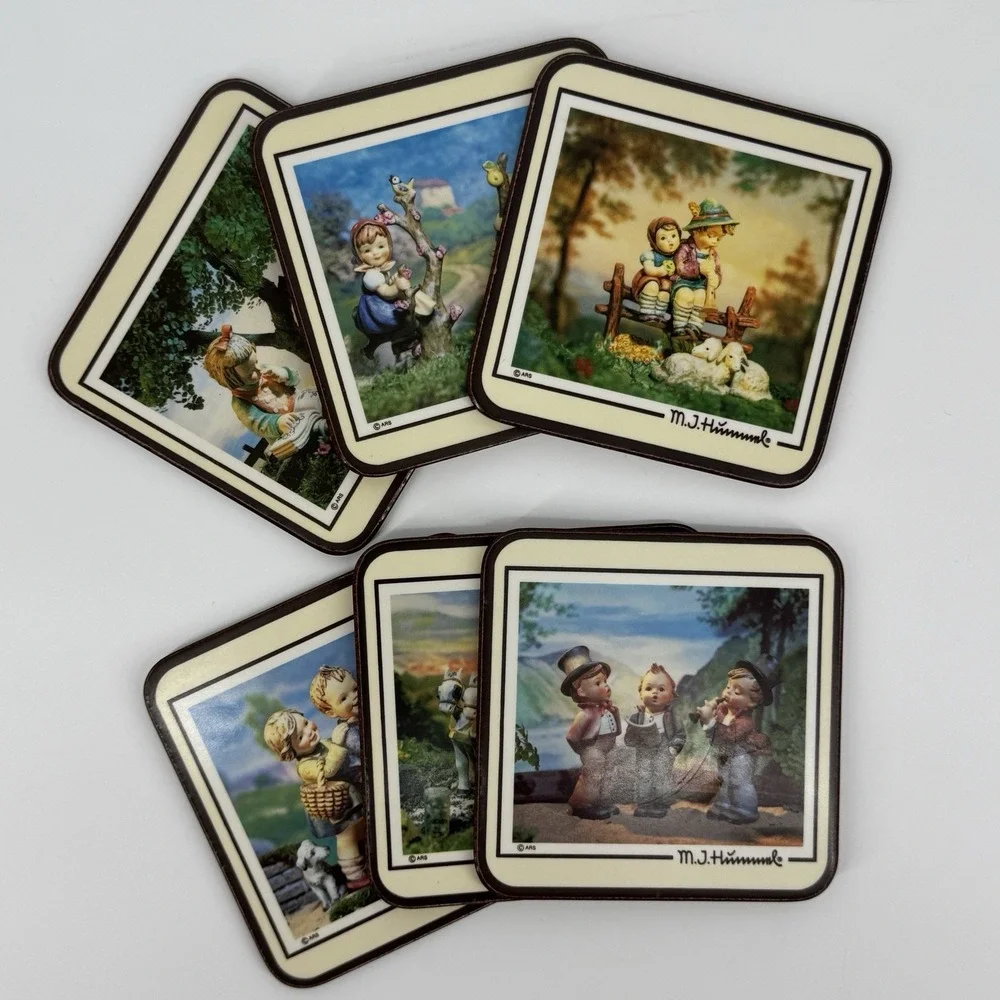Vintage 1986 Hummel Coasters Set of 6 M.J. Hummel Papernell Made England Cottage